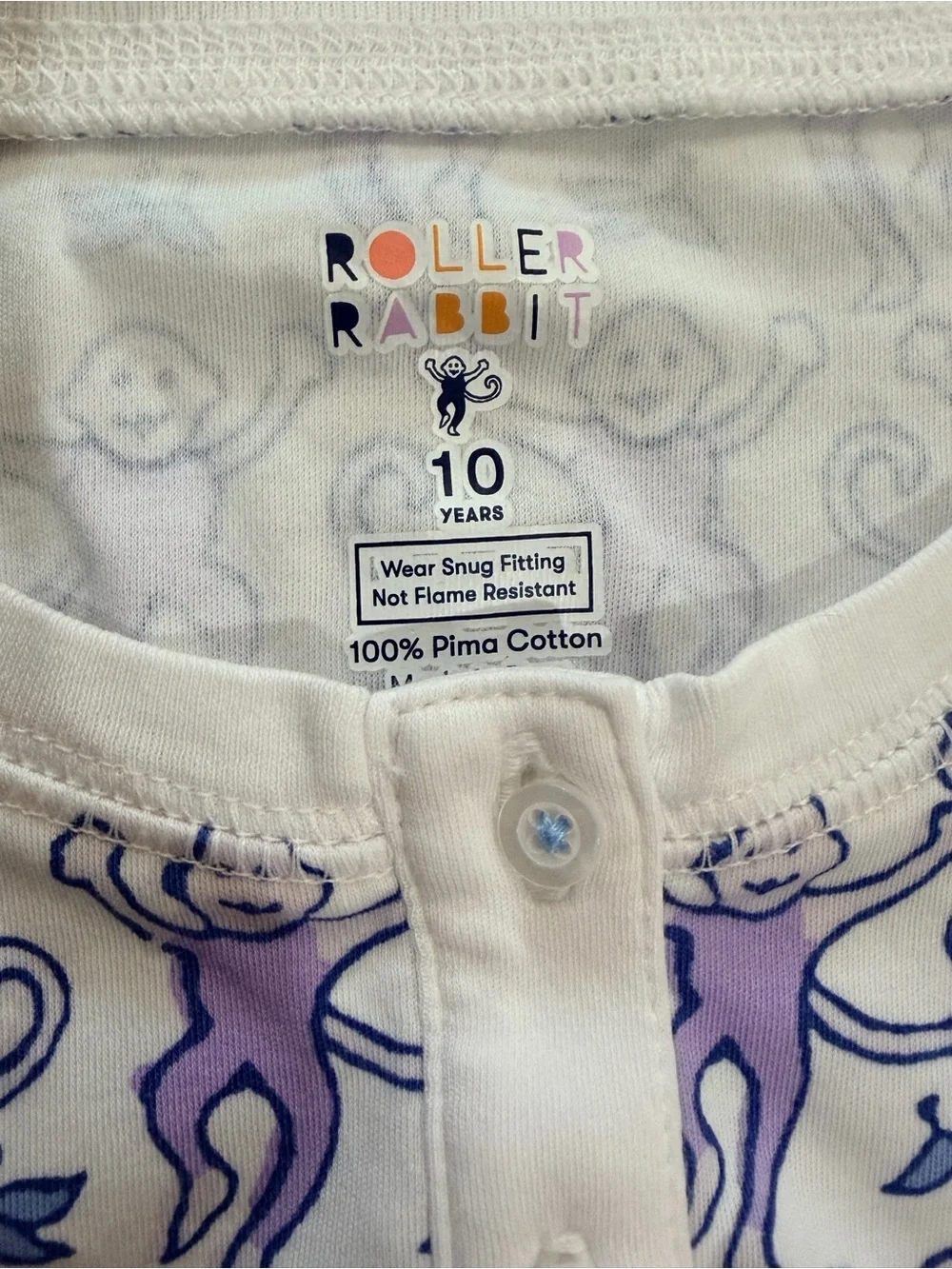 Roller Rabbit Cream and Purple Monkey Kids Pajama Set